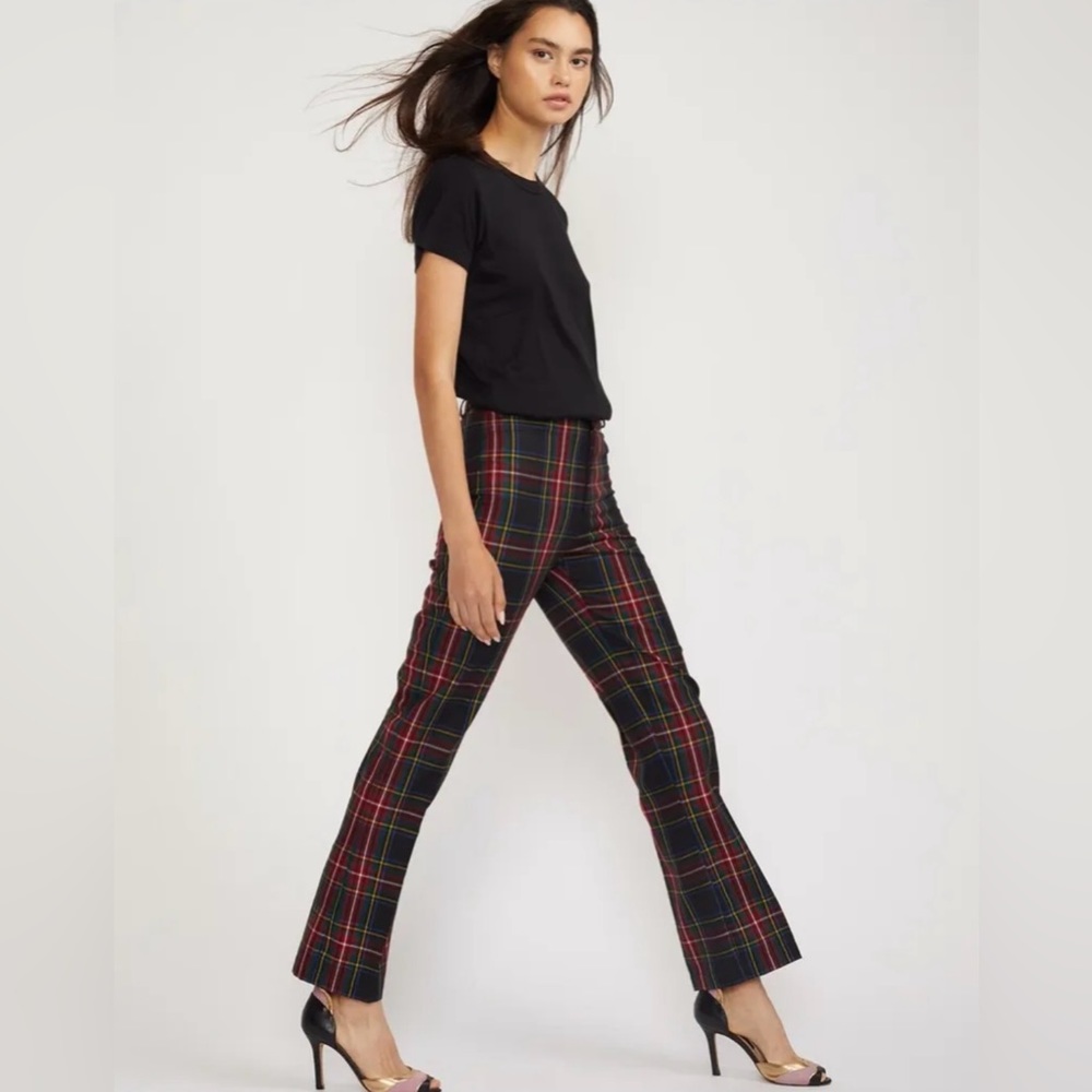 NWT Cynthia Rowley Astor Plaid Pant Wool Work Casual Flair Size 2 Retail $395